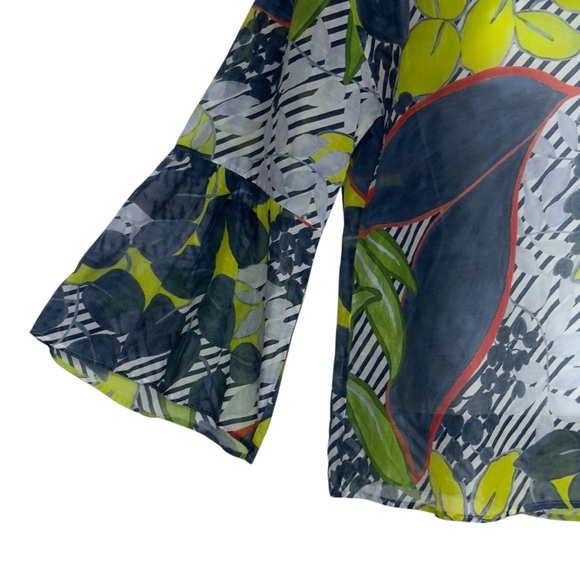 Luisa Cerano Multicolour Tropical Breezy Lightweight Silk Blend Top Size 6 - Picture 7 of 13
